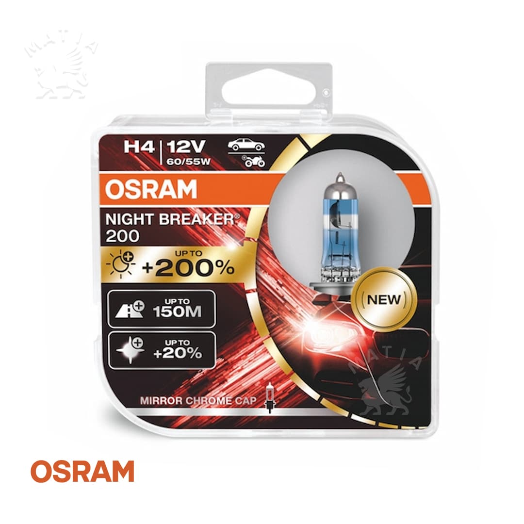 لامپ خودرو هالوژن اسرام H4 مدل Night Breaker Laser 200